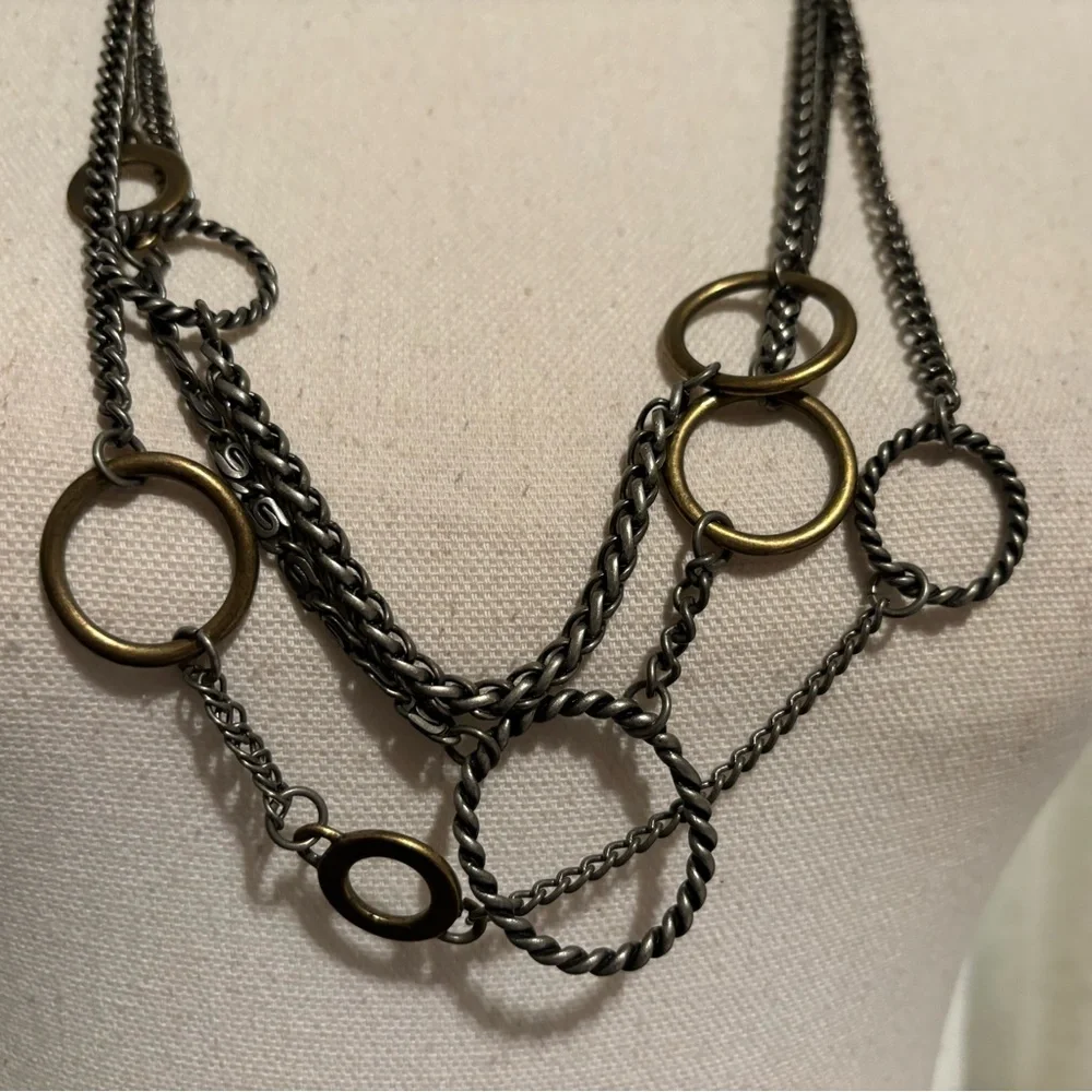 Vintage Park Lane unique multi layered circle link Necklace - Picture 12 of 12